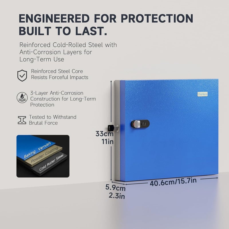 WeHere 48 Key Lock Box Wall Mount use Combination/Key Unlock, Key Cabinet with Key Label, App Key Directory ERP, Key Safe Security Storage Lockbox for Valets, Hotels, Car, House Keys - Image 2